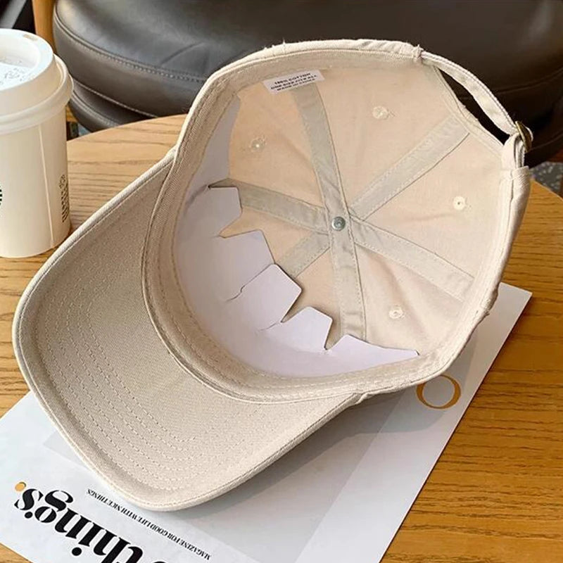 Soft Cotton Letters Baseball Cap For Women Men Retro Embroidery Curved Brim Hat Unisex Ponytail Hip Hop Dad Trucker Sun Hats