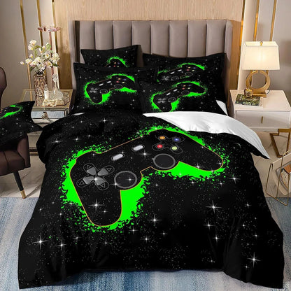 Juegos de cama para niños aficionados a los videojuegos: juego de funda nórdica «Queen» con motivos de videojuegos, juego de cama con diseños de PlayStation para chicos adolescentes