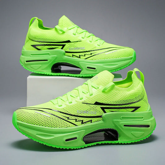 Unisex Sports Shoes Trendy Breathable Mesh Soft Sole Shock-Absorbing Wear-Resistant Professional Running Shoes for Teenagers and Men