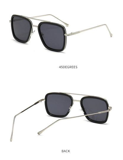 Ochelari de soare pătrați pentru bărbați, ochelari de soare metalici în stil steampunk pentru femei, ochelari de soare la modă pentru activități în aer liber, accesoriu unisex