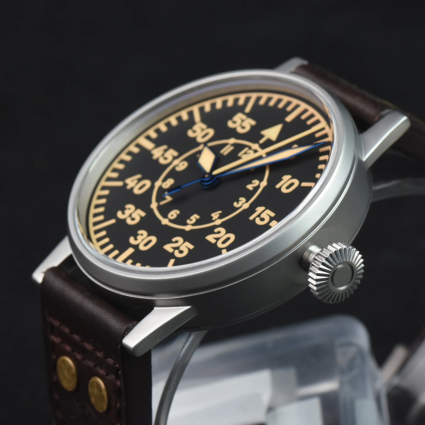 Hruodland 2025 New Pilot Men's Automatic Mechanical Watch PT5000 Sapphire Luminous C3 Stainless Steel Waterproof 10Bar Watch