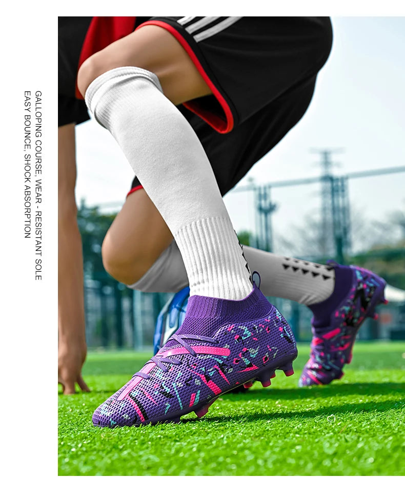 LiXingMing Football Boots Men White Professional High-Tops Soccer Society Cleats Football Shoes Non-Slip Match Training Sneakers