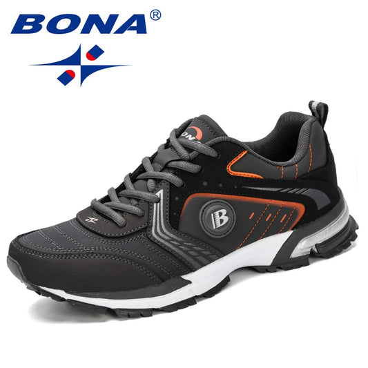 BONA löparskor för män, fashionabla utomhusskor, lätta och andningsbara sneakers för män, snörskor för sport, promenad och jogging, bekväma