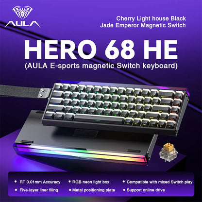 AULA HERO68 HE Magnetic Switch Keyboard Rapid Trigger 8K Polling Rate Esports Gaming Keyboard RGB Wired Mechanical Keyboard