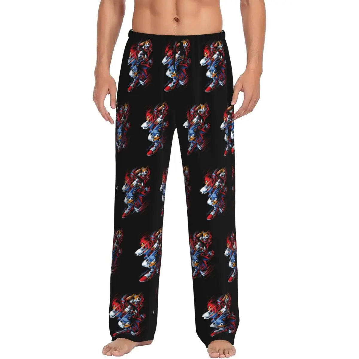Pantalones de pijama personalizados para hombre con estampado «Soniced», con motivo de erizo, ropa de dormir, pantalones de estar por casa con bolsillos