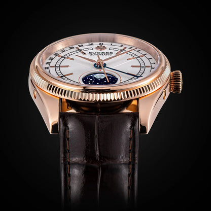 Sugess 40mm Men's Moonphase Automatic ST2108 Movement Sapphire Crystal Mechanical Wristwatch Waterproof Date 2024 New
