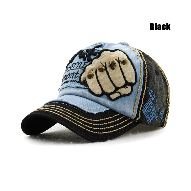 Boné de Basebol de Moda para Desporto e Ar Livre, Boné Casual de Sol, Gorras Hip Hop, Tamanho Único Ajustável Unissexo, Patch de Punho com Rebites