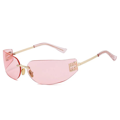Ochelari de soare de lux pentru femei, fără ramă, cu lentile curbate, pentru protecția ochilor și protecție solară, potriviți pentru călătorii și drumeții – Gafas
