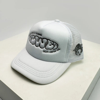 Gorras de béisbol unisex con bloques de color, letras estampadas y bordadas, estilo hip hop, de malla transpirable, con visera para el sol, gorras de camionero urbanas y versátiles