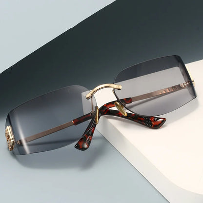 Ochelari de soare de lux pentru femei, fără ramă, cu lentile curbate, pentru protecția ochilor și protecție solară, potriviți pentru călătorii și drumeții – Gafas