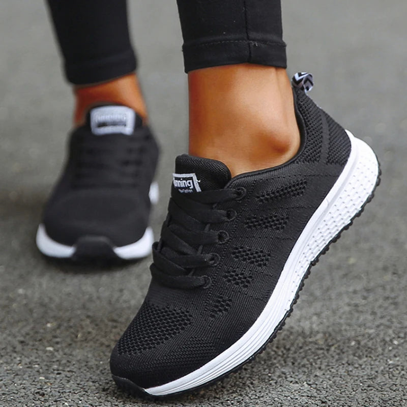 Women's Sneakers 2025 New Fashion Breathable Trainers, Comfortable Sneakers Mesh Fabric Lace-Up, Women's Tennis Shoes