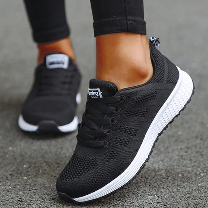 Women's Sneakers 2025 New Fashion Breathable Trainers, Comfortable Sneakers Mesh Fabric Lace-Up, Women's Tennis Shoes