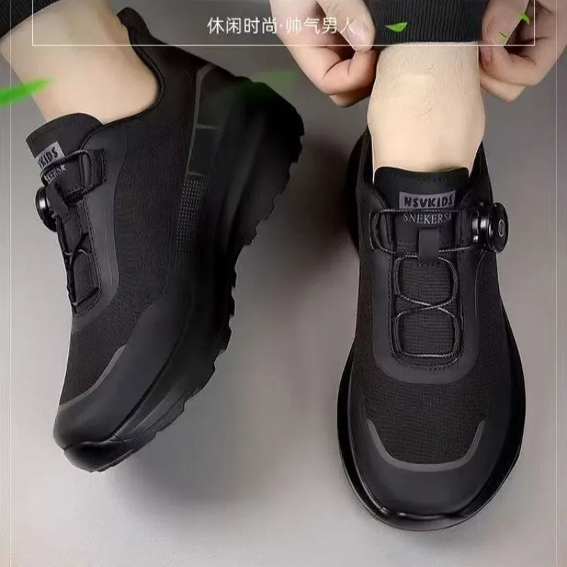 Originální nové pánské tenisky s otočným knoflíkem, platformové ležérní boty na chůzi, outdoorové odolné běžecké sportovní boty Plus