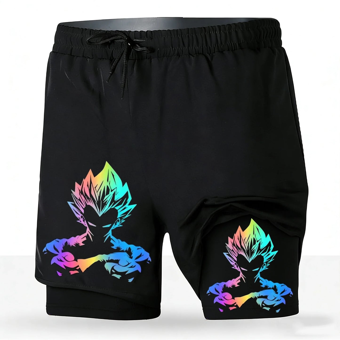 Men's Dragon Ball Anime 2-in-1 Running Shorts Majin Vegeta Print Quick Dry Athletic Workout Shorts 2026 New Unisex