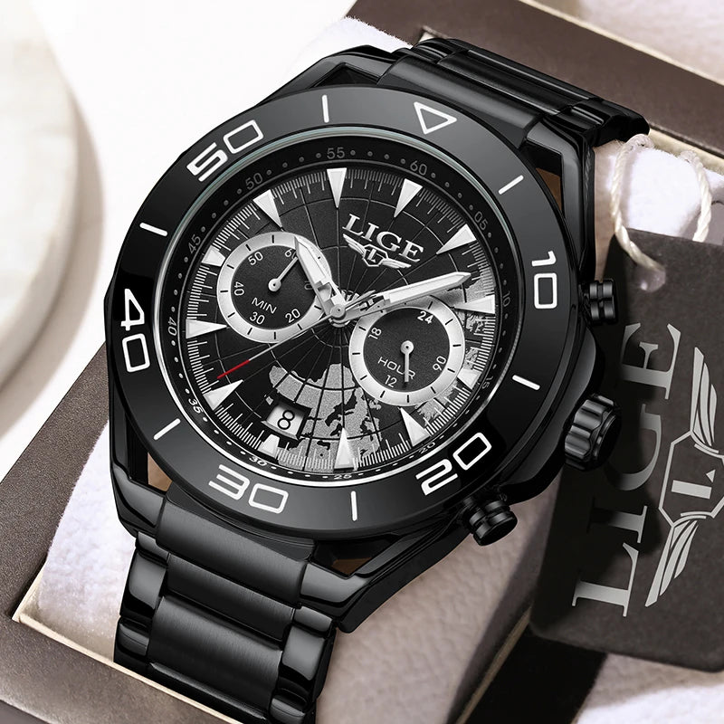 LIGE Luxe herenhorloges Casual zakelijk horloge Herenmode Waterdicht Militair herenhorloge met kwarts Montre Homme