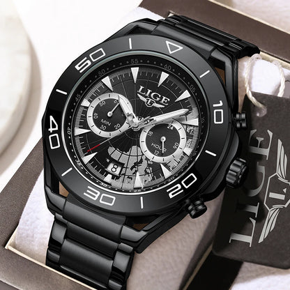 LIGE Luxe herenhorloges Casual zakelijk horloge Herenmode Waterdicht Militair herenhorloge met kwarts Montre Homme