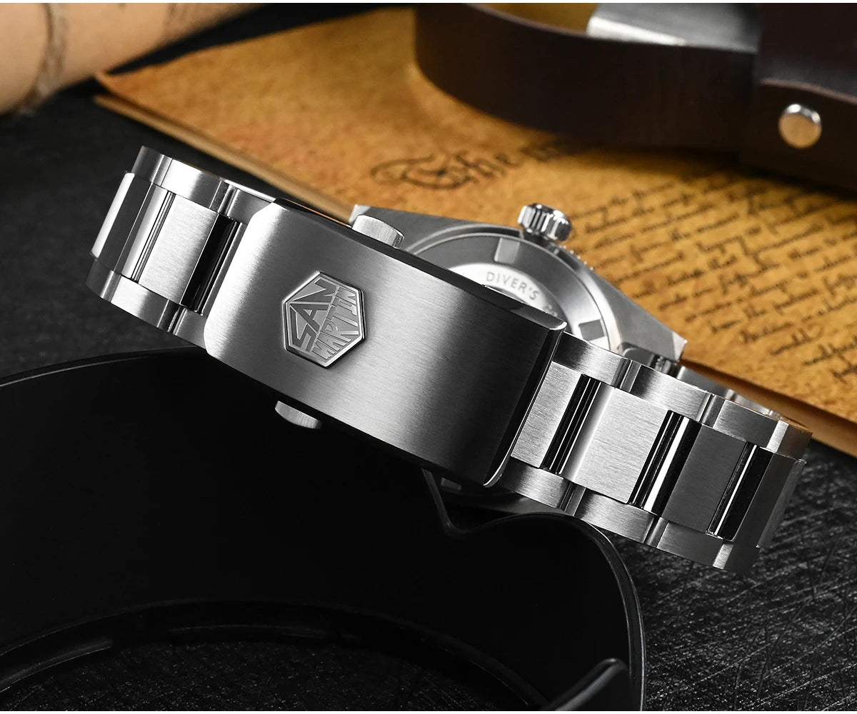 San Martin New 62mas 37mm Diver Men's Watch Classic Luxury Sapphire PT5000 SW200 Automatic Mechanical Watches Date 20Bar Luminous