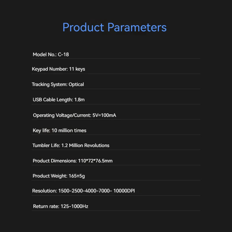 ZELOTES C-18 Vertical Mouse 11 Key Optical Mouse RGB Joysticks Programmable Laser Gaming Mice For PC Computer Gamer