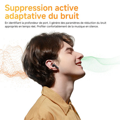 QCY HT10 AilyBuds Pro+ ANC Wireless Earbuds – Hi-Res LDAC Bluetooth 5.3 Earbuds, 6 Mic AI HD Call, Adaptive Noise Cancelling TWS Earphones with Multipoint Connection
