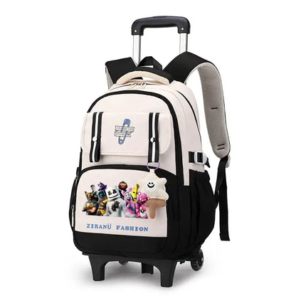 Fortnite Student Rolling Backpack Large Capacity Waterproof Lightweight Design Minimalist Laptop School Bag Casual Travel Bag