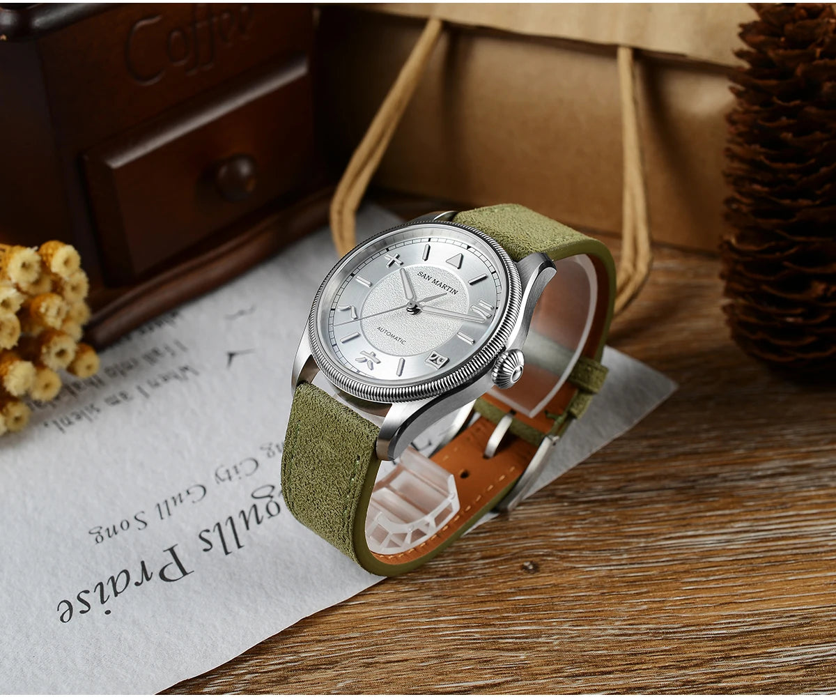 San Martin 39.5mm Men Pilot Watch YN55 Automatic Mechanical Aviation Watches Chinese Style Original Design SN0033 Field Watch