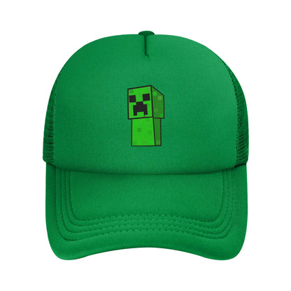 Adult Creepers Big Face Videogame  Trucker Cap Mesh Baseball Cap Polyester Hat Sun Hat Adjustable Racing Cap Summer