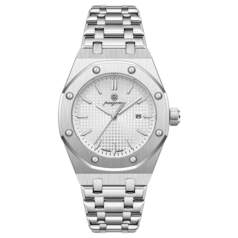 PAAZOMU Luxe vierkant herenhorloge met quartz, waterdicht, verlicht datumvenster, herenhorloge van roestvrij staal, zakelijke herenhorloges
