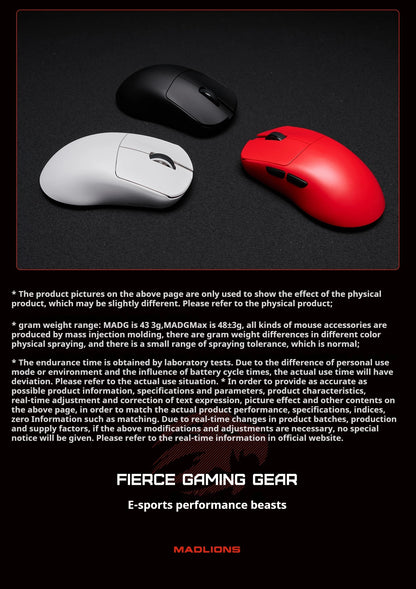 FGG Madlions Mad G Pro Max Ultra-lightweight Wireless Mouse Original 8K HZ Dual-Mode Low Latency PAW3395 Gamer Accessories Gifts