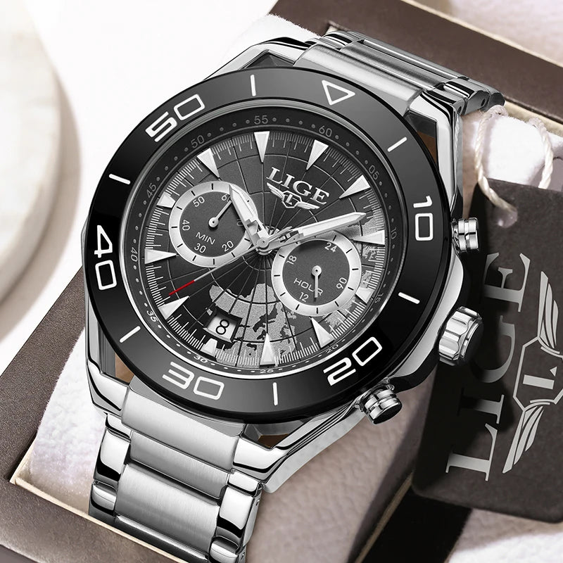 LIGE Luxe herenhorloges Casual zakelijk horloge Herenmode Waterdicht Militair herenhorloge met kwarts Montre Homme