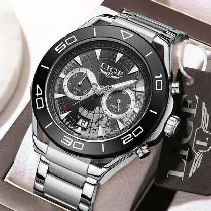 LIGE Luxe herenhorloges Casual zakelijk horloge Herenmode Waterdicht Militair herenhorloge met kwarts Montre Homme