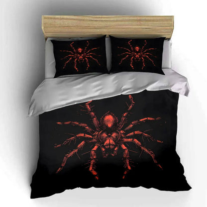 Red Spider Textured Artwork Pattern Duvet Cover Set Digital Print Colorful Polyester Bedding with Zipper Closure for Kids Gifts