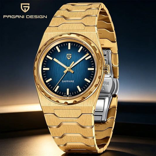 PAGANI DESIGN Men's Quartz Watches Ultra-Thin 7mm Series 37mm Sapphire Stainless Steel Waterproof Watches for Men TMI VJ21