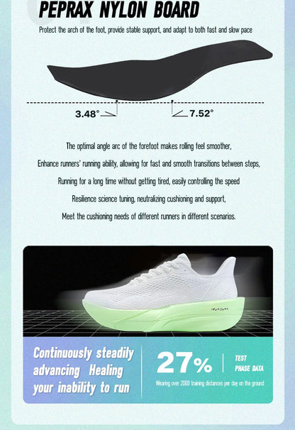 IRUNSVAN Carbon Fiber Sneakers Beginner/Advanced Running Shoes Breathable and Comfortable Thick Bottom Training Shoes Unisex 130