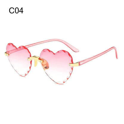 Ochelari de soare în formă de inimă, cu ramă metalică fără ramă, lentile degradate, ochelari de soare „Love Heart” pentru femei, protecție UV400