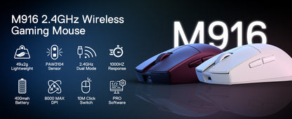 Redragon M916 Wireless Gamer Mouse, 49G Ultra-Light 8K DPI 2.4G Wireless Gaming Mouse w/Ergonomic Natural Grip Build